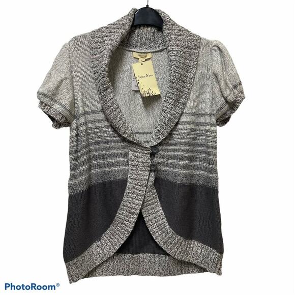 Brina & Em Tops - Brina & Em Short Sleeve Wide Collar Cardigan Sweater PL